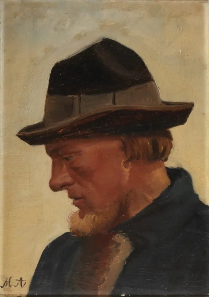 Bir şapka takmış balıkçı portresi - Michael Peter Ancher