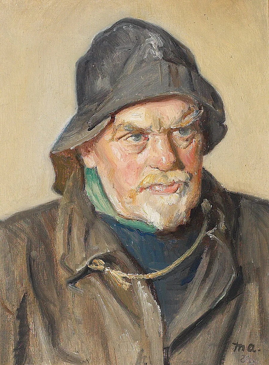 Balıkçı portresi, yağmurluk giymiş - Michael Peter Ancher