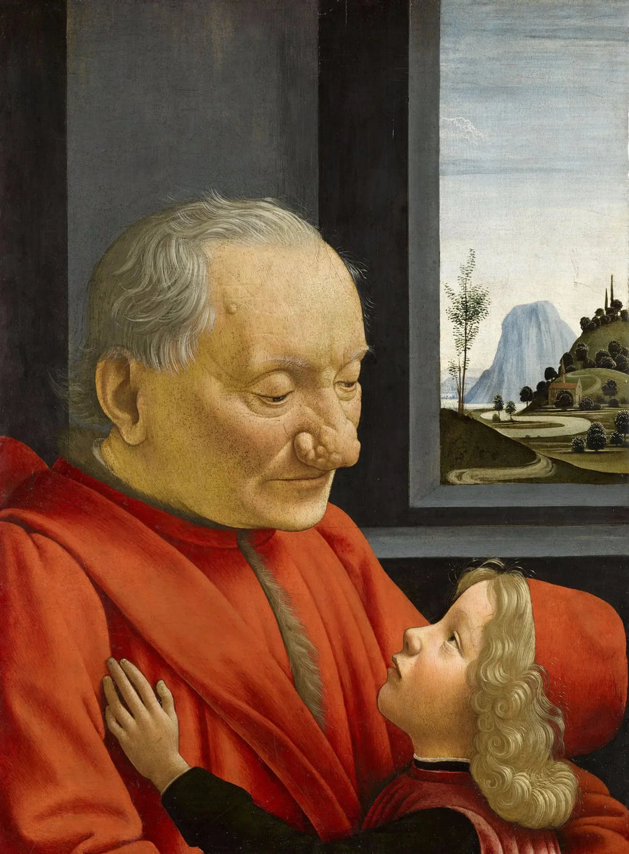 Bir yaşlı adam ve genç bir çocuk portresi - Domenico Ghirlandaio