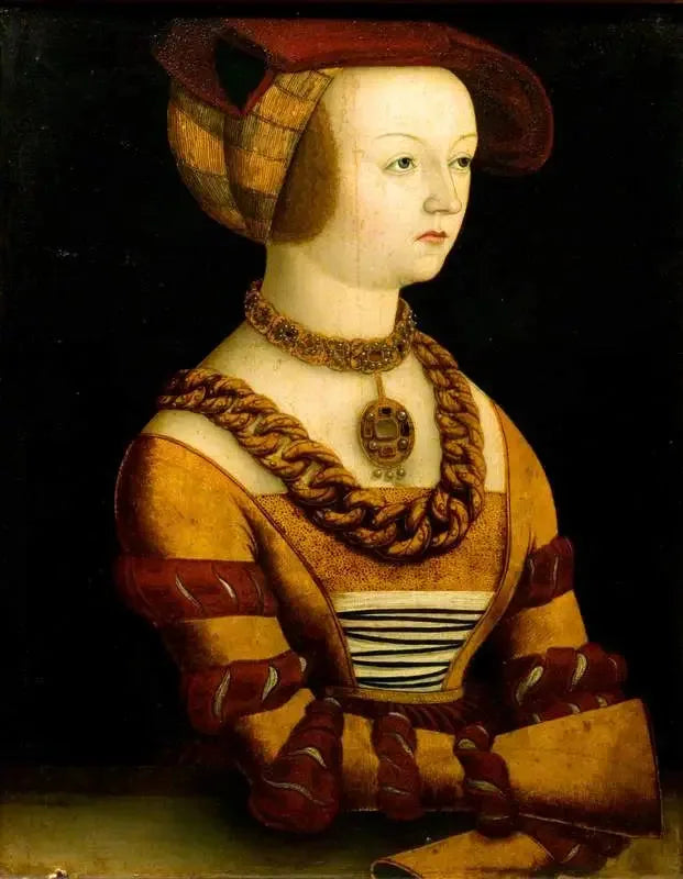 1530 civarında bir kadının portresi, kıyafet içinde - Lucas Cranach the Elder