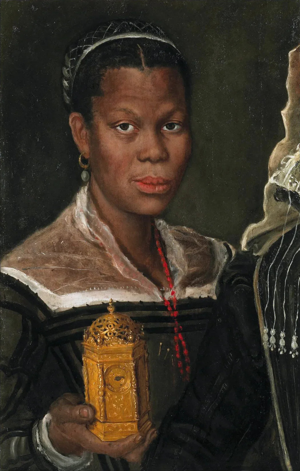 Portrait d'une femme africaine tenant une horloge - Annibale Carracci image 1 copie peinte à la main à l’huile
