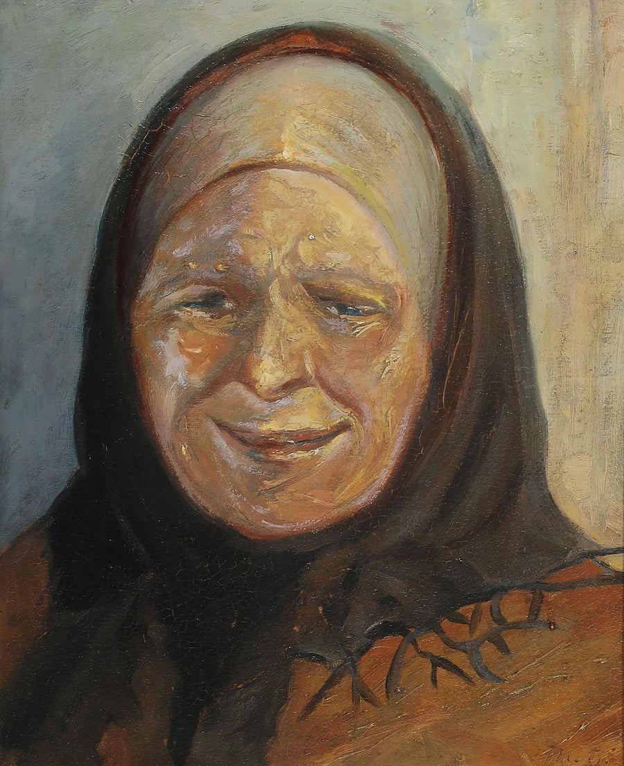 Portrait d'une femme âgée de Skagen, avec des reflets de soleil sur son menton gauche. - Michael Peter Ancher