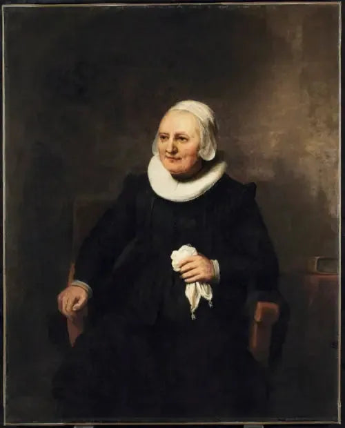 Bir mendil ile oturan bir kadının portresi - Rembrandt