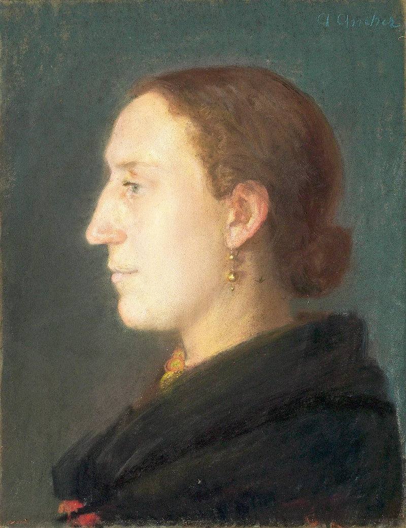 Yüzü doğrudan oturan, sağa dönük bir kadının portresi - Anna Ancher