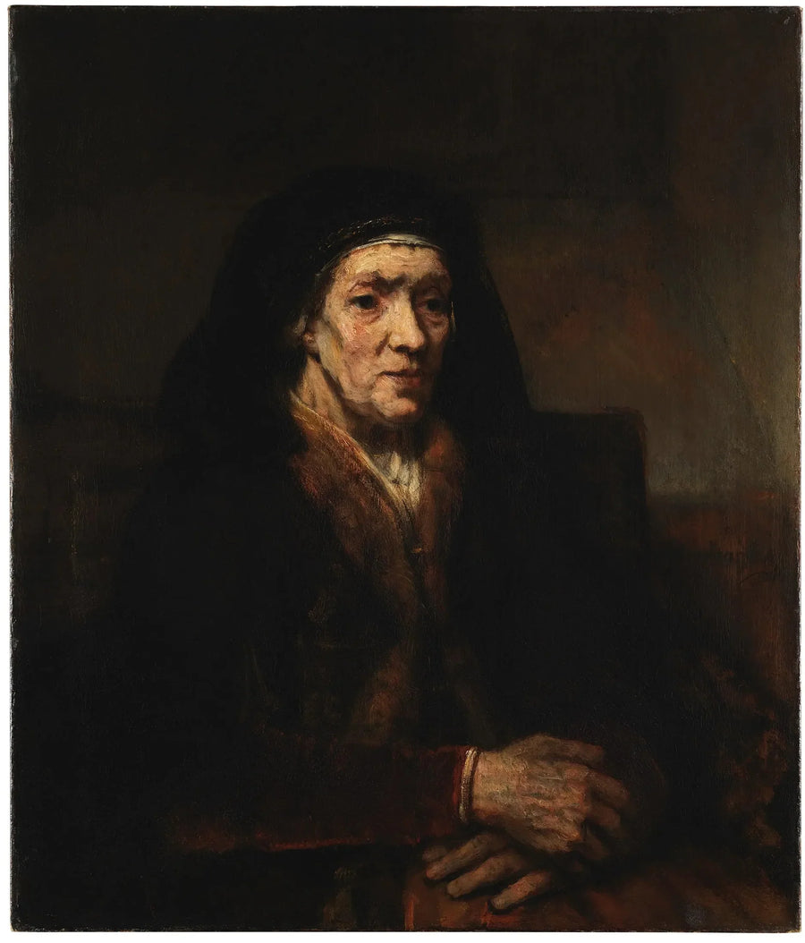 Oturan bir kadının portresi, elleri birleşmiş - Rembrandt