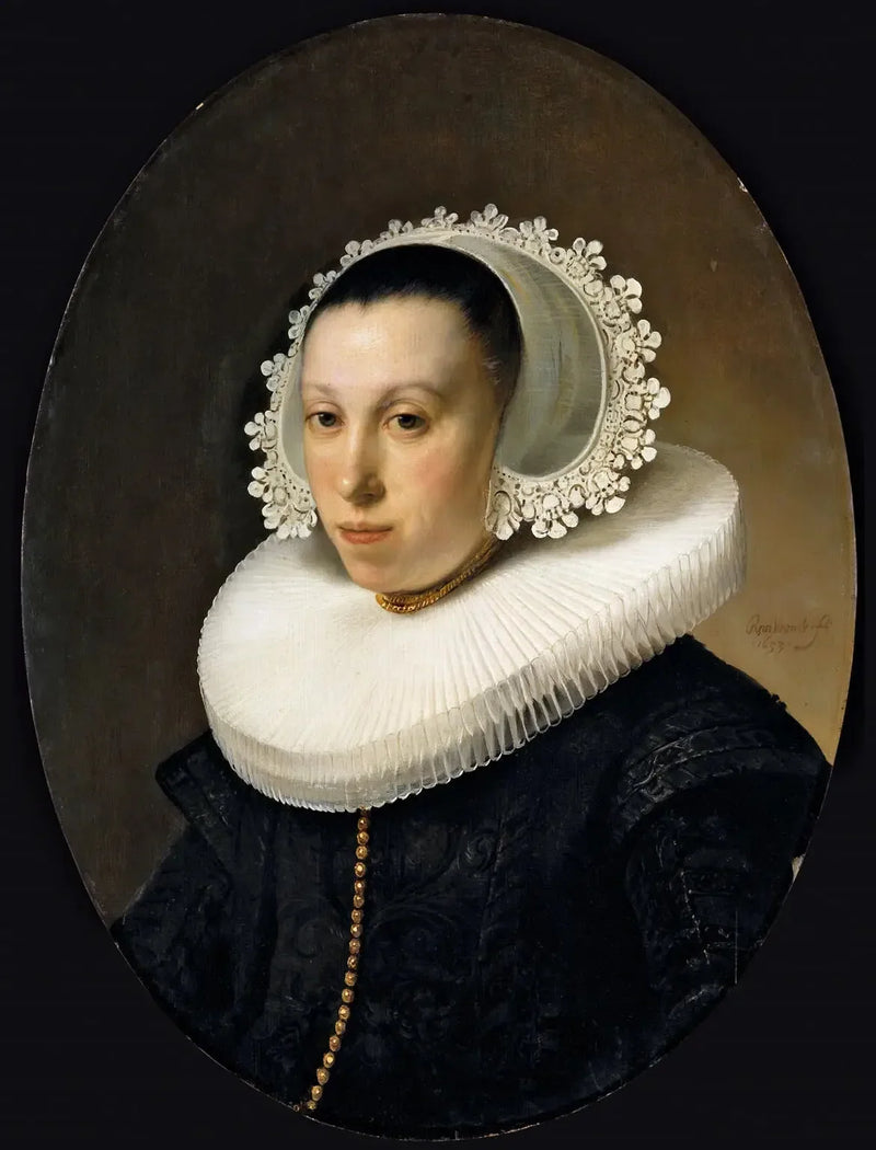 Taşlı kolye takan bir kadının portresi - Rembrandt