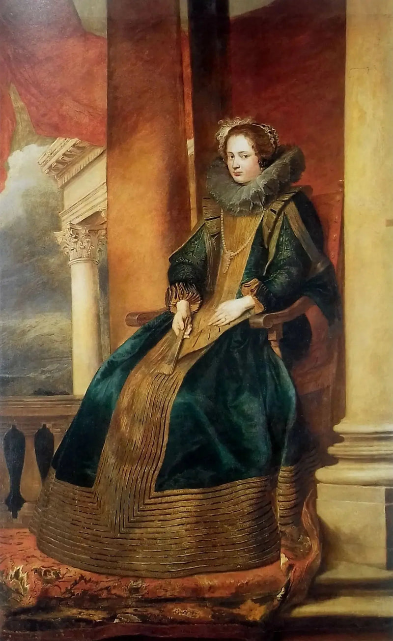 Oturan Genoese bir kadının portresi - Antoine van Dyck