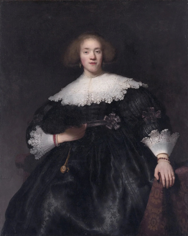 Bir genç kadının yelpazesi ile portresi - Rembrandt