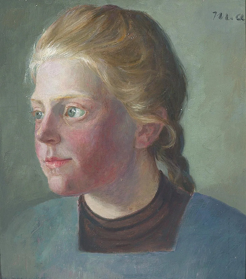Örgülü Saçlı Genç Kadın Portresi - Michael Peter Ancher