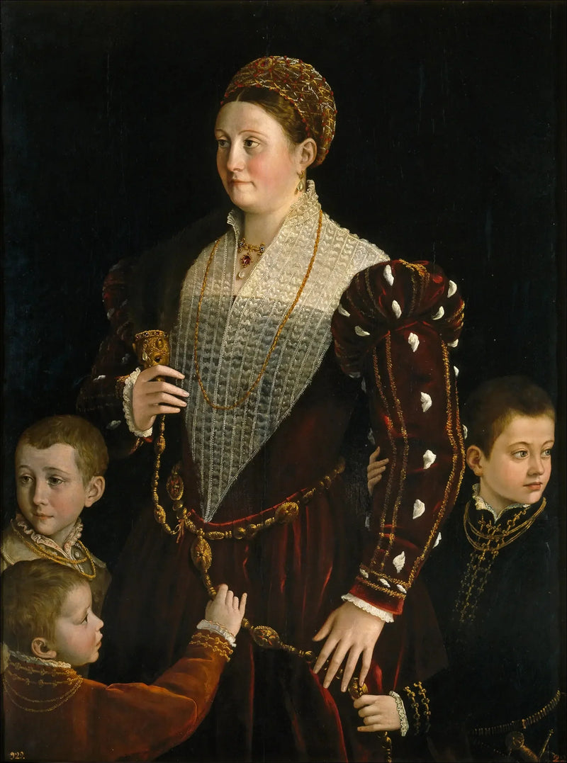 Camilla Gonzaga ve üç oğlunun portresi - Parmigianino