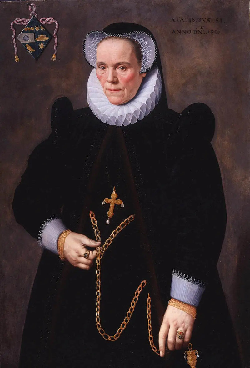 Catherine van Damme portresi, François de Groote'nin eşi - Frans Pourbus genç