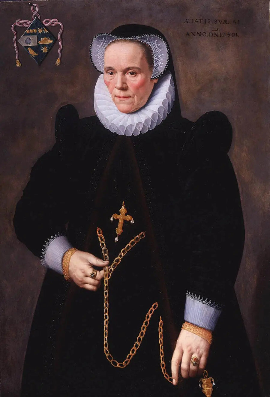 Catherine van Damme portresi, François de Groote'nin eşi - Frans Pourbus genç