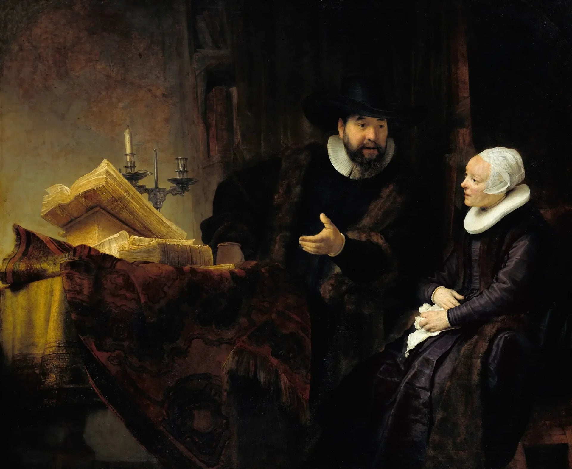 Portrait de Cornelis Claeszoon Anslo et sa femme Aaltje Schouten - Rembrandt image 1 copie peinte à la main à l’huile