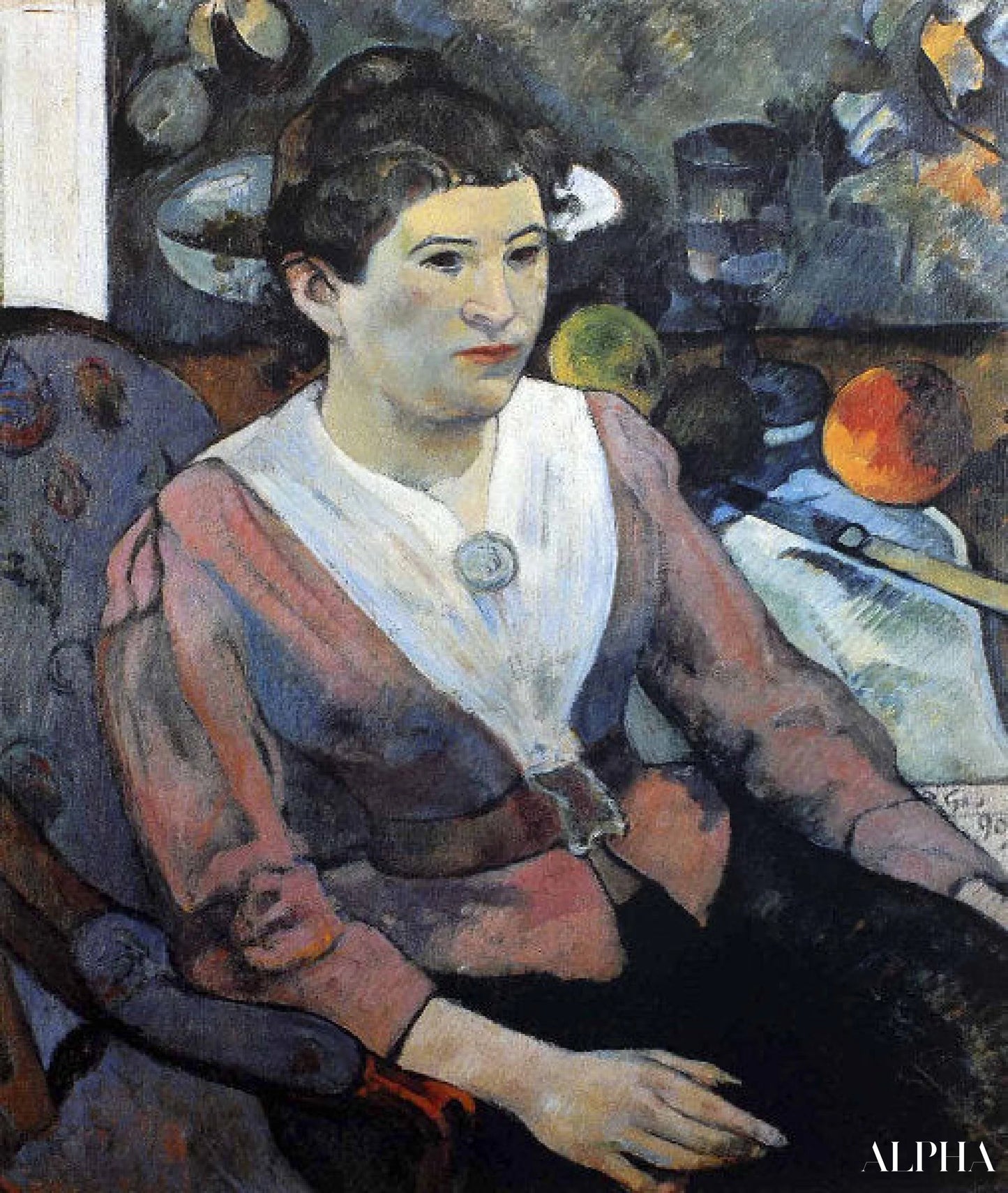 Portrait de femme à la nature morte de Cézanne - Paul Gauguin - Reproductions de tableaux et peintures haut de gamme