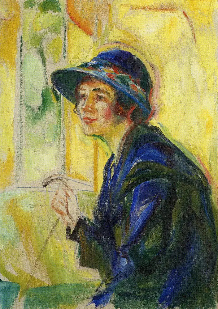 Sarı bir arka planda kadın portresi - Edvard Munch