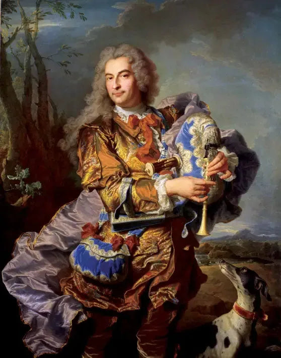 Gaspard de Gueidan portresi, müzik aleti çalan Céladon - Hyacinthe Rigaud