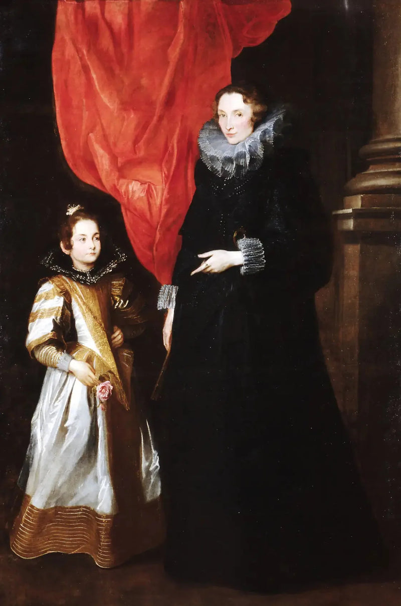 Geronima Sale Brignole'nin Portresi ve Kızı Maria Aurelia - Antoine van Dyck