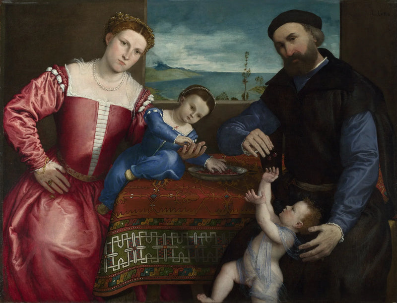 Giovanni della Volta'nın portresi ve eşi ile çocukları - Lorenzo Lotto