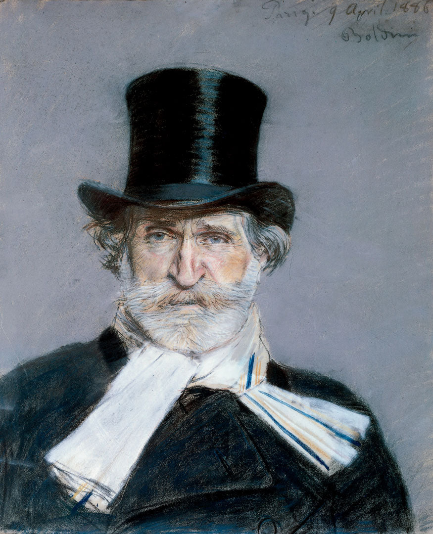 Portrait de Giuseppe Verdi à l'écharpe blanche et haut-de-forme - Giovanni Boldini