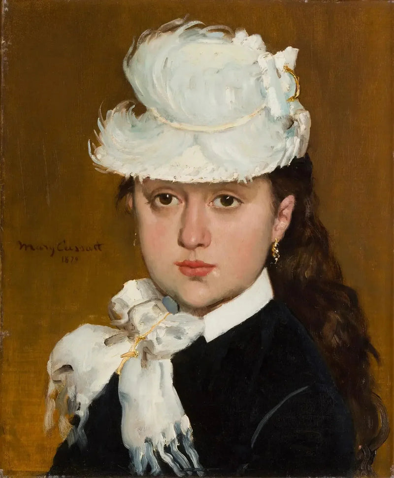 Beyaz şapka takan genç kadın portresi - Mary Cassatt