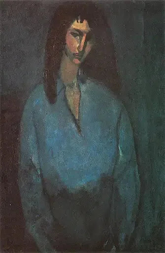 Mavi bluzlu genç kız portresi - Amedeo Modigliani