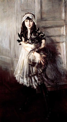 Josefina Errazuriz Alvear Portresi ve Bir Kedi Tutarken - Giovanni Boldini