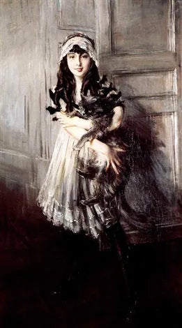 Josefina Errazuriz Alvear Portresi ve Bir Kedi Tutarken - Giovanni Boldini