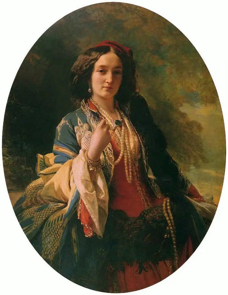 Katarzyna Potocka'nın doğum adıyla Branicka portresi, doğu kıyafetiyle - Franz Xaver Winterhalter