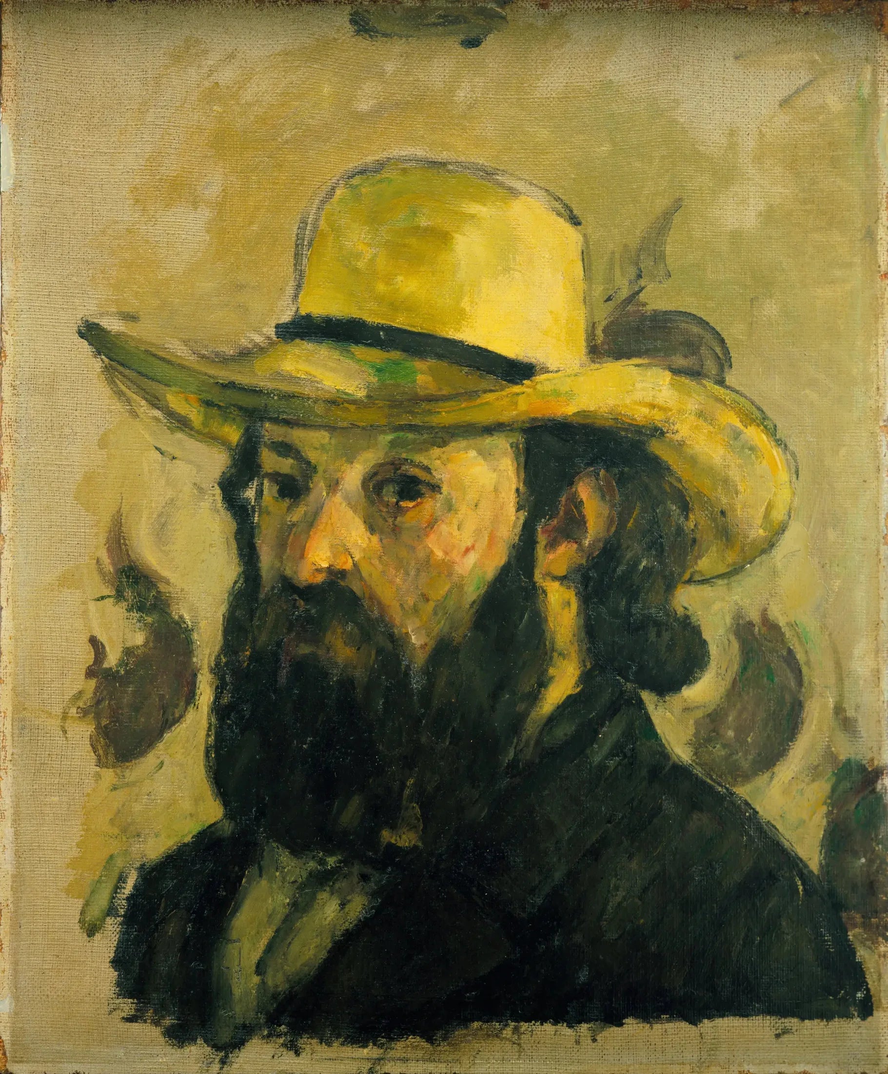 Portrait de l'artiste au chapeau de paille - Paul Cézanne image 1 copie de tableau peinte à la main