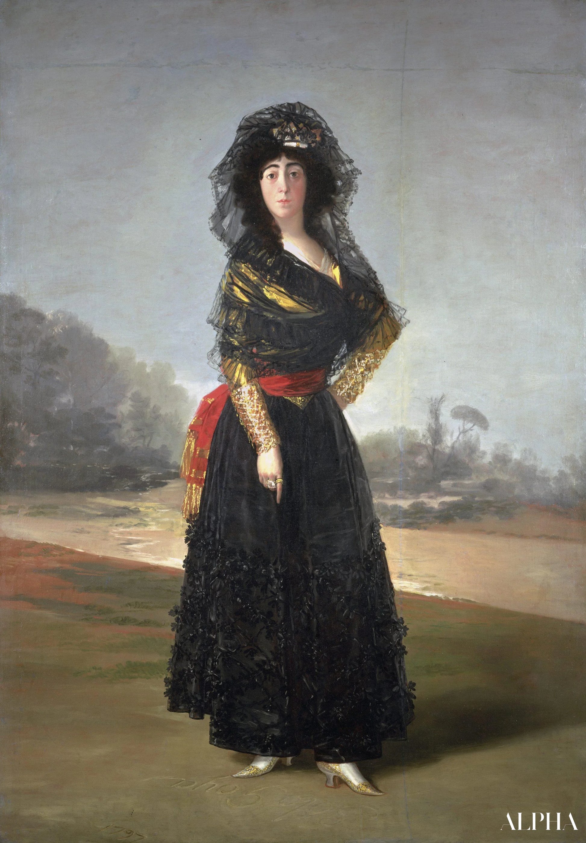 Portrait de la duchesse d'Albe en noir - Francisco de Goya - Reproductions de tableaux et peintures haut de gamme