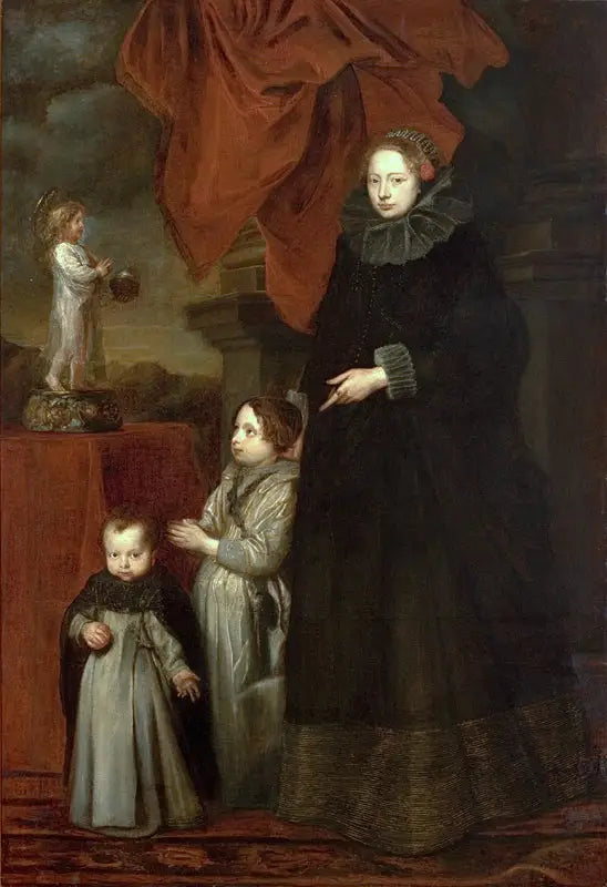 Lomellini marquise portresi, çocuklarıyla dua ederken - Antoine van Dyck