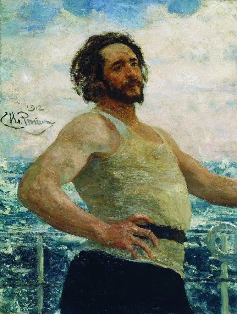 Yazar Leonid Nikolaïevitch Andreïev'in bir yat üzerindeki portresi - Ilya Repin