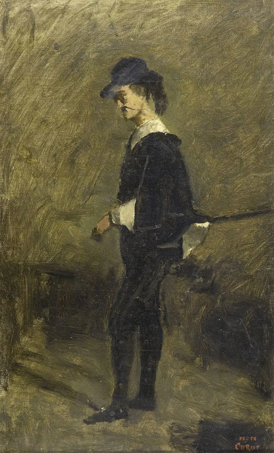 Arras'tan Bay Bigour'un Hamlet Kostümünde Portresi - Jean-Baptiste Camille Corot