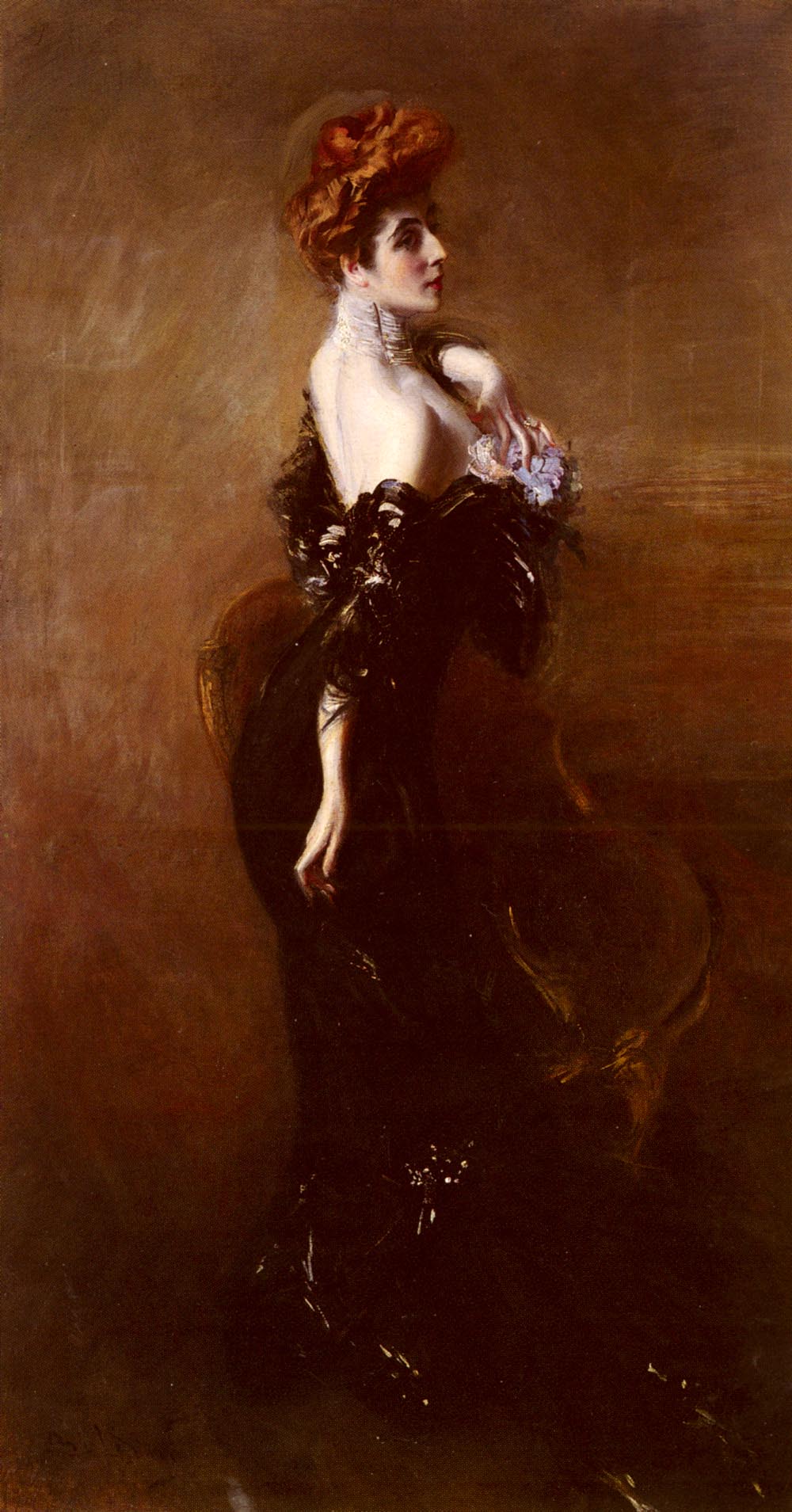 Portrait de Madame Pages en robe de soirée - Giovanni Boldini
