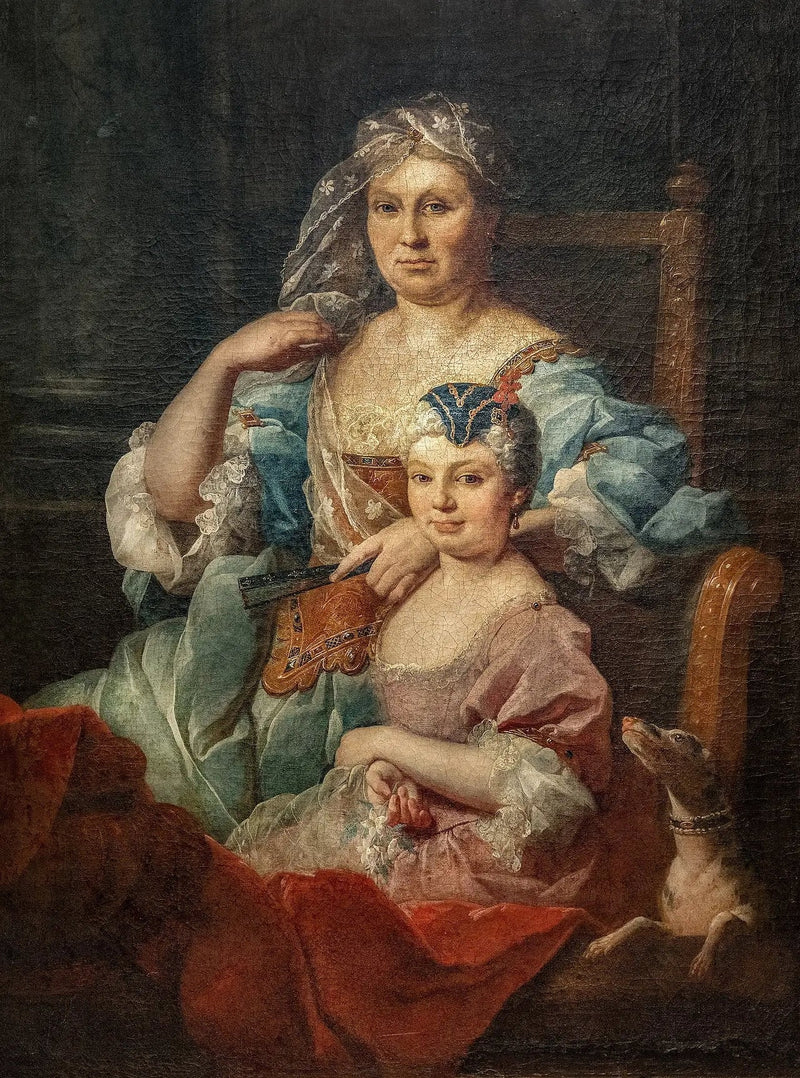 Madame Poulhariez ve kızları Anne Portresi - Pierre Subleyras
