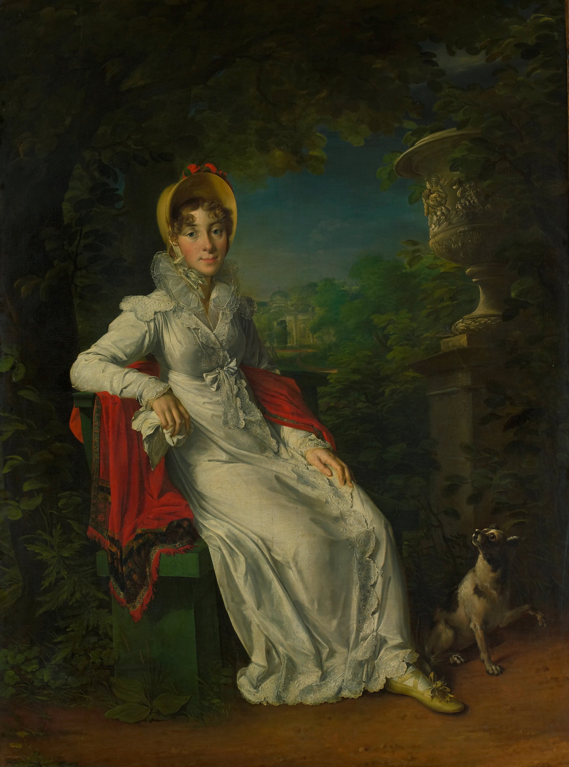 Portrait de Marie Caroline Ferdinande Louise de Naples, épouse de Charles Ferdinand, duc de Berry, dans le parc de Bagatelle au bois de Boulogne, Paris - François Gérard
