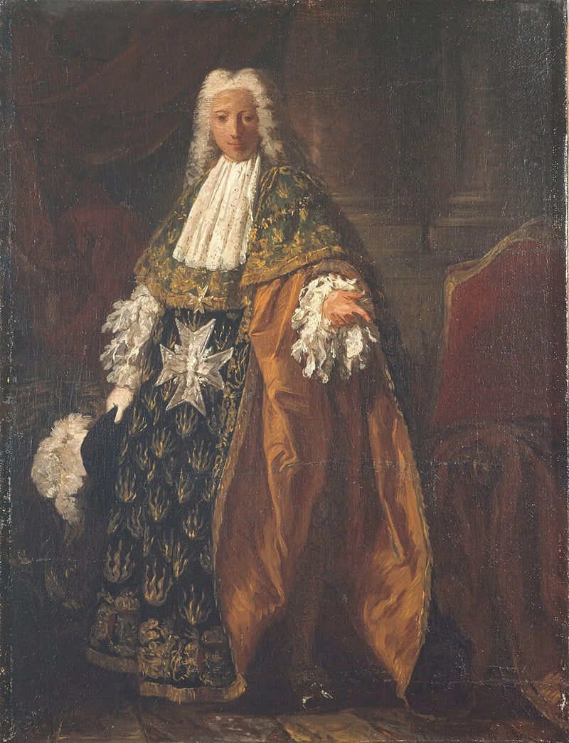 Saint-Esprit Nişanı Şövalyesi Üniformasında Paul-Hippolyte de Beauvillier, Saint-Aignan Dükü (1684-1776) Portresi - Pierre Subleyras