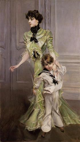 Pauline Hugo'nun Portresi ve Oğlusu Jean - Giovanni Boldini