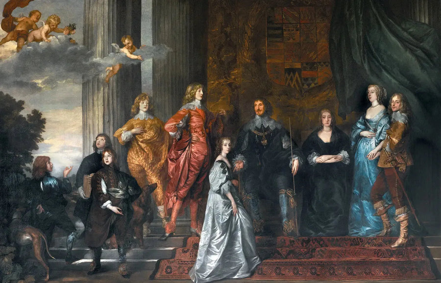 Philip Herbert, 4. Pembroke Kontu'nun Portresi, ikinci eşi Lady Anne Clifford, 14. Clifford Baronu ve ilk evliliğinden hayatta kalan çocukları ile Lady Mary Villiers - Antoine van Dyck