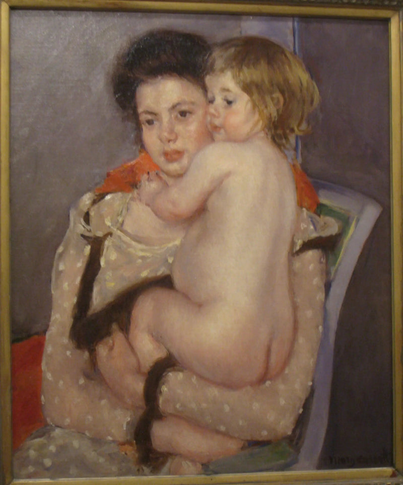 Kraliçe LeFebvre'in çıplak bir bebek tutarkenki portresi - Mary Cassatt