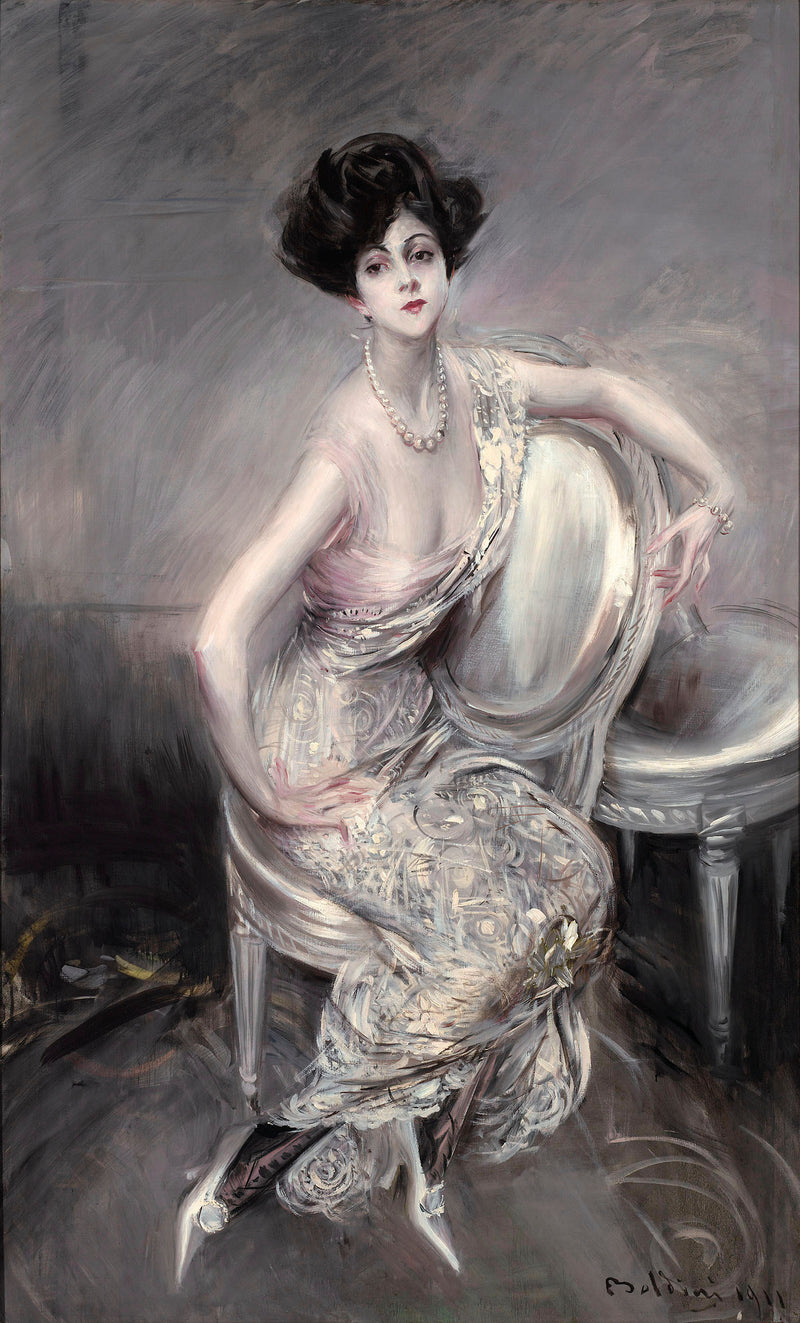 Rita de Acosta Lydig otururken portresi - Giovanni Boldini