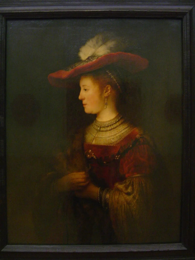 Saskia'nın Şapka ile Portresi - Rembrandt