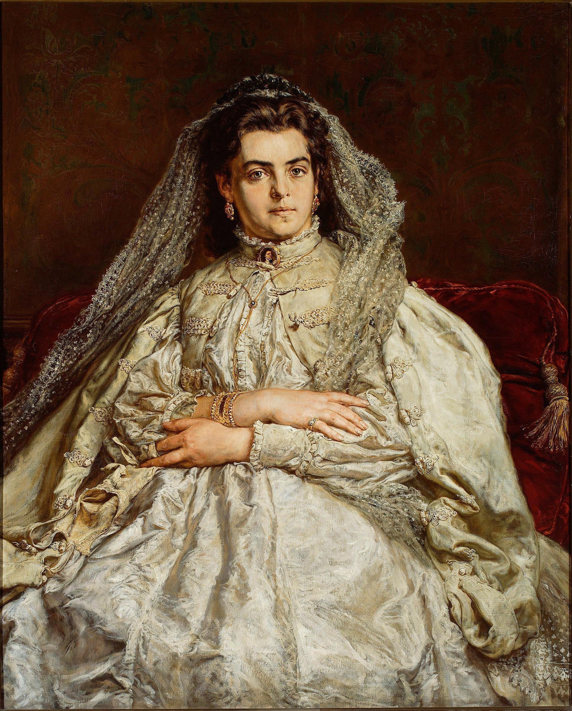 Portrait de Teodora Matejko (née Giebułtowska) dans sa robe de mariée - Jan Matejko