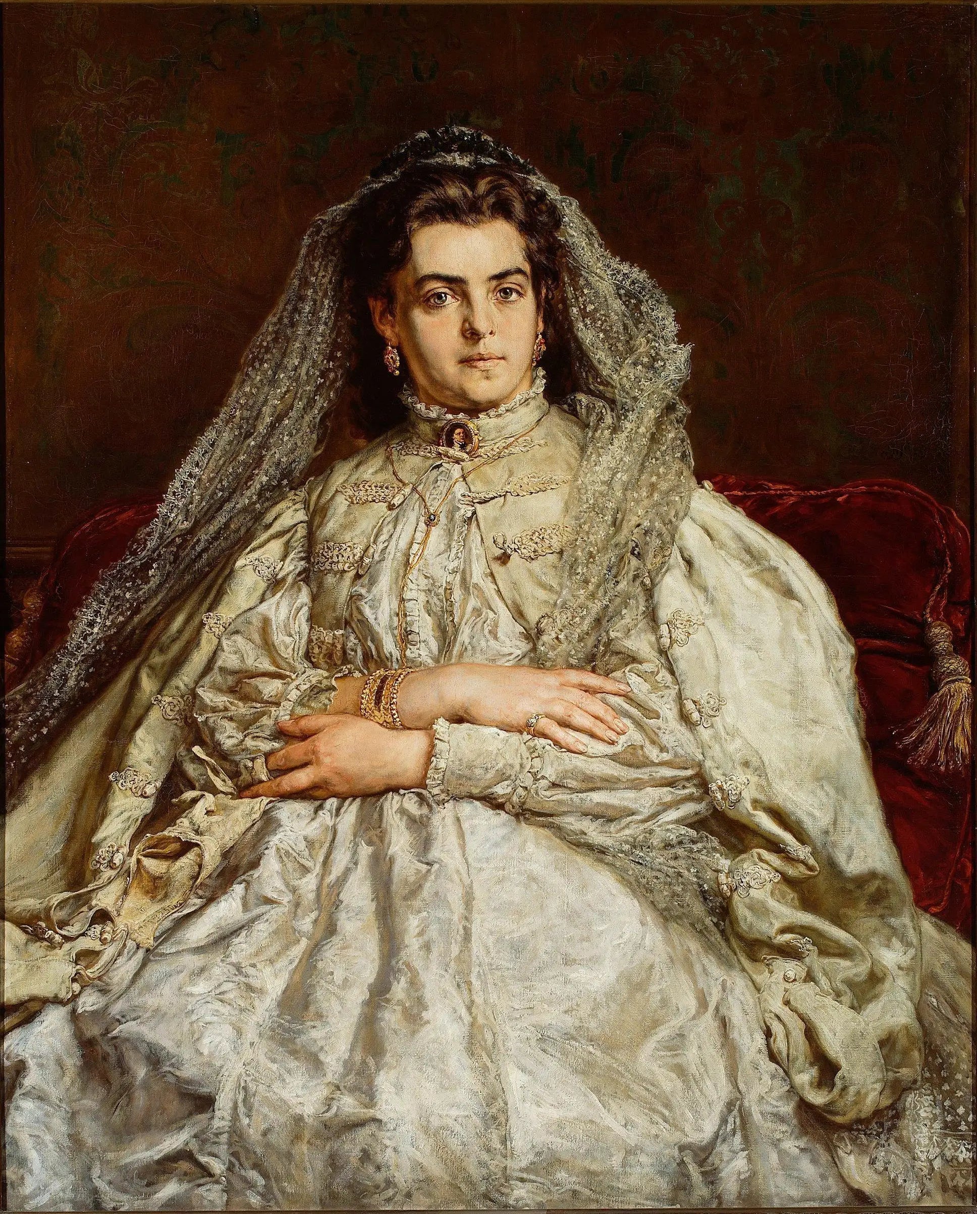 Portrait de Teodora Matejko (née Giebułtowska) dans sa robe de mariée - Jan Matejko - Alpha Reproduction