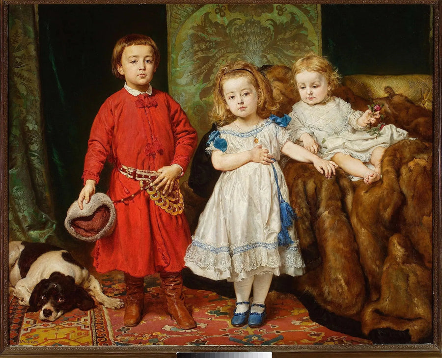 Sanatçının çocuklarının portresi: Tadeusz, Helena ve Beata - Jan Matejko