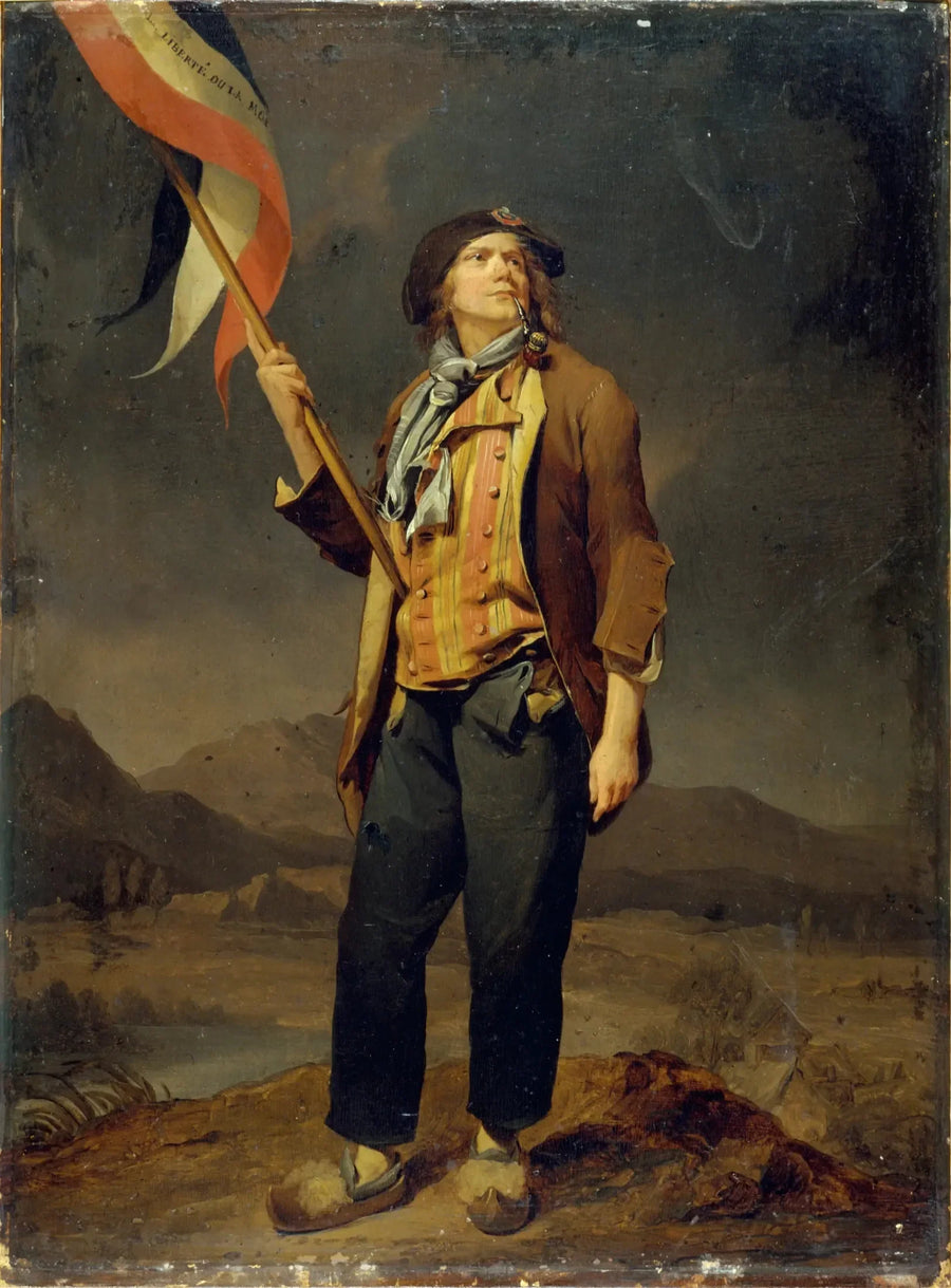 Şarkıcı Simon Chenard'ın (1758-1832) portresi, sans-culotte kıyafetinde, Savoie özgürlük kutlamasında bir bayrak tutarken, 14 Ekim 1792 - Louis-Léopold Boilly