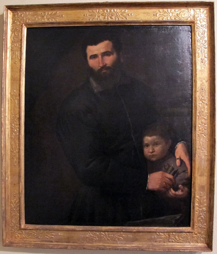 Lorenzo Lotto ile Gian Giacomo Bonamigo cerrahının oğlu Giovanni Antonio ile portresi