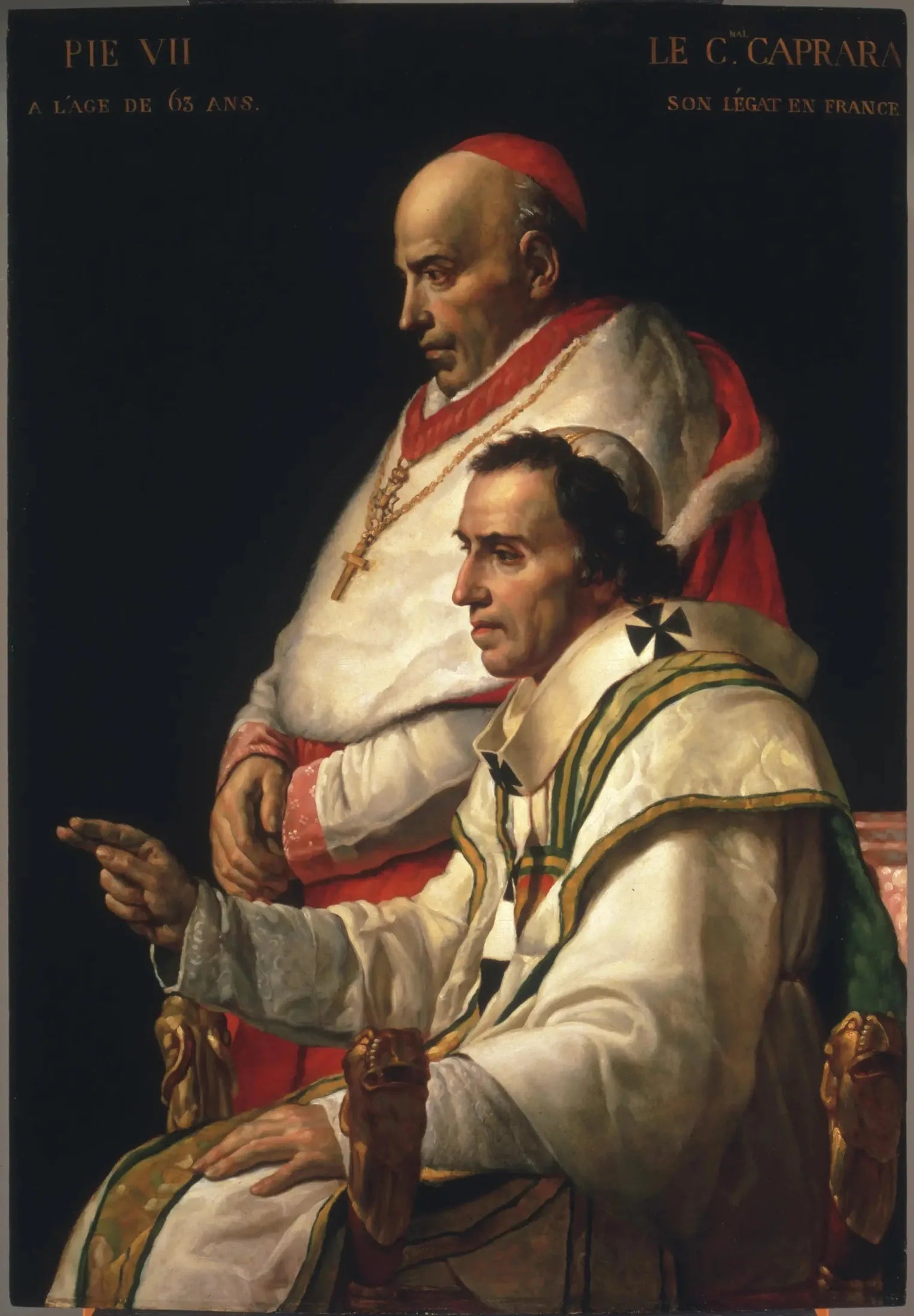 Portrait du pape Pie VII et le cardinal Caprara - Jacques-Louis David image 1 copie de tableau peinte à la main