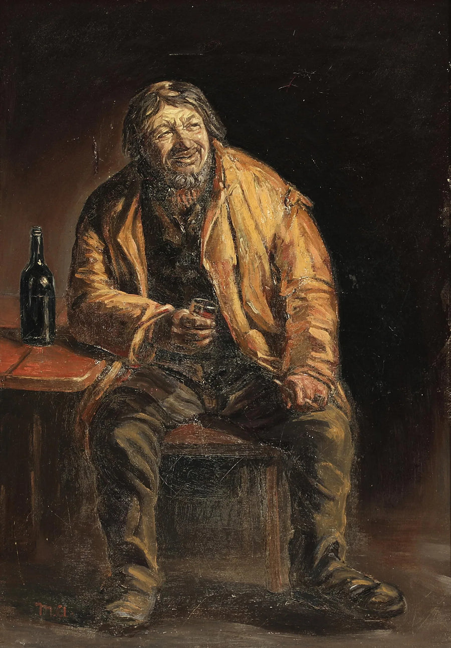 Skagen'den balıkçı Lars Gaihede portresi, bir bardak tadını çıkarıyor - Michael Peter Ancher