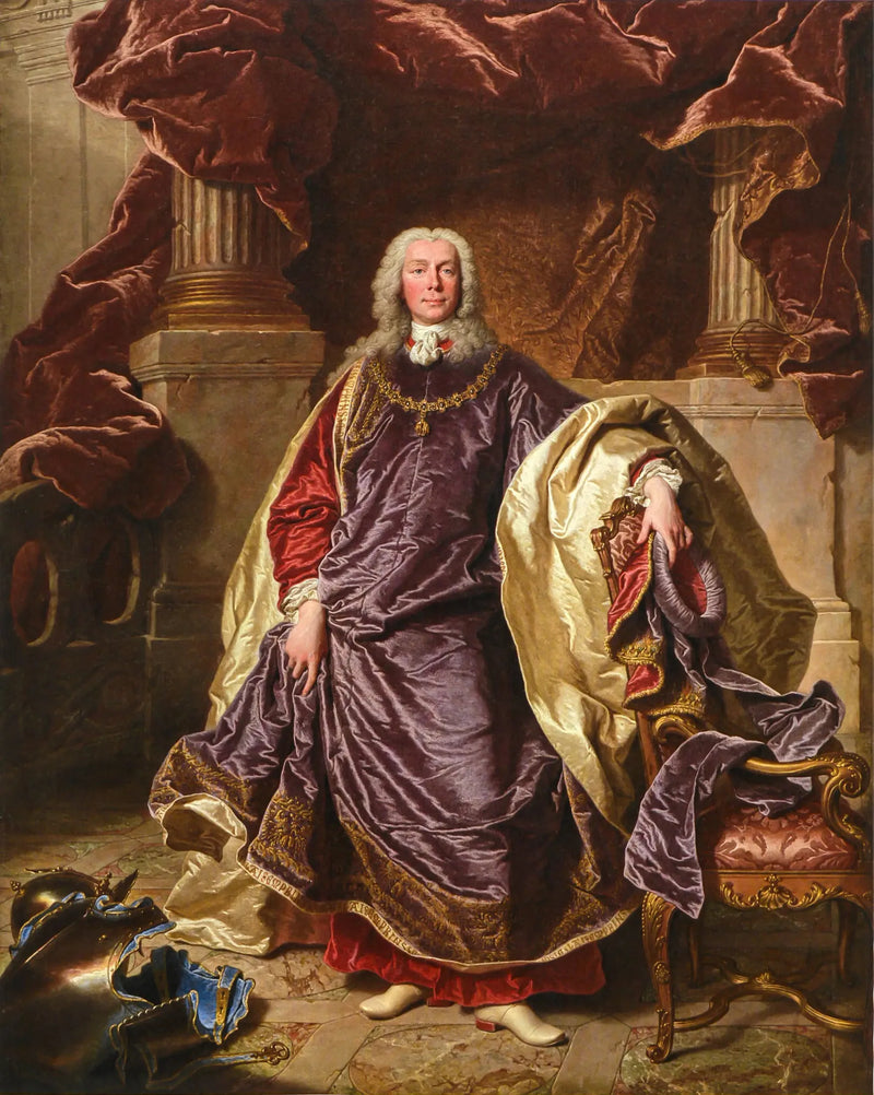 Altın Post Nişanı Büyük Kıyafetli Liechtenstein Prensi Joseph Wenzel Ier Portresi - Hyacinthe Rigaud